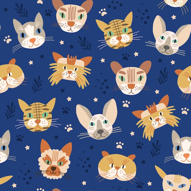 Modélisme sans couture avec des chats mignons Illustration vectorielle