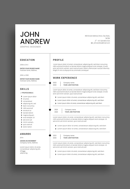 modern and professional resume template for graphic designers