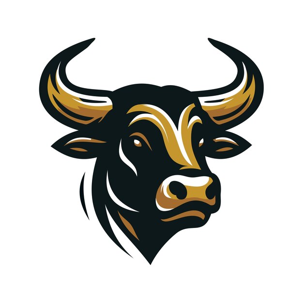 Vecteur modern bull insignia stylish black amp gold icône vectorielle plate parfaite pour les logos