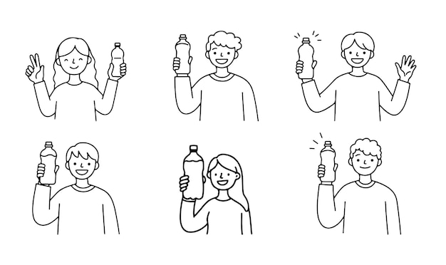A modern design with a minimalist drawing style and a human icon drinking water