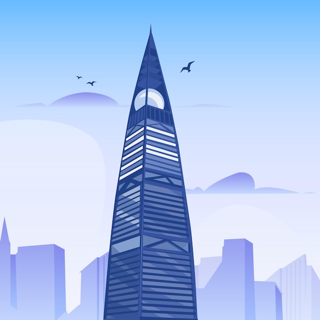 Moderne Arabie Saoudite Skyline Building Illustration vectorielle Mise en page bleue abstraite