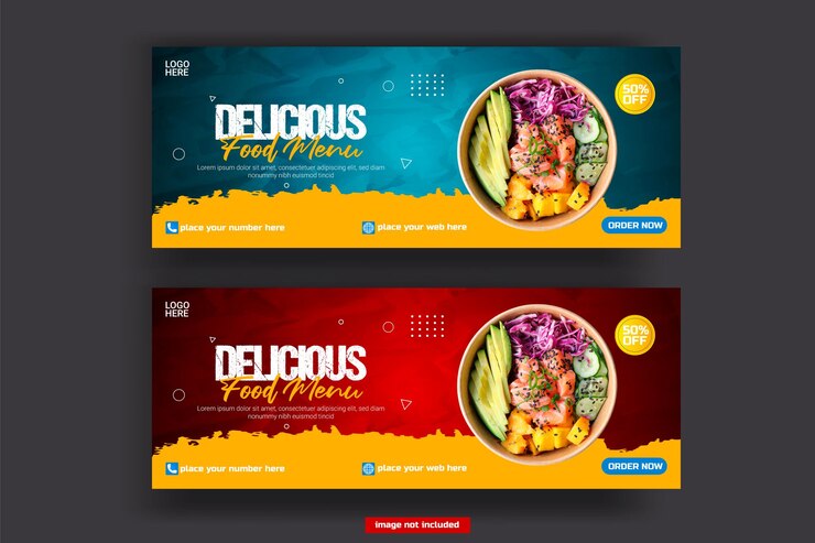 Moderne bannière de couverture de nourriture sur Facebook
