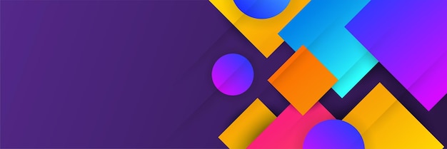Moderne coloré bleu orange violet rouge dégradé abstrait géométrique memphis bannière design de fond Abstrait avec ligne triangle carré points demi-teinte et cercle Illustration vectorielle