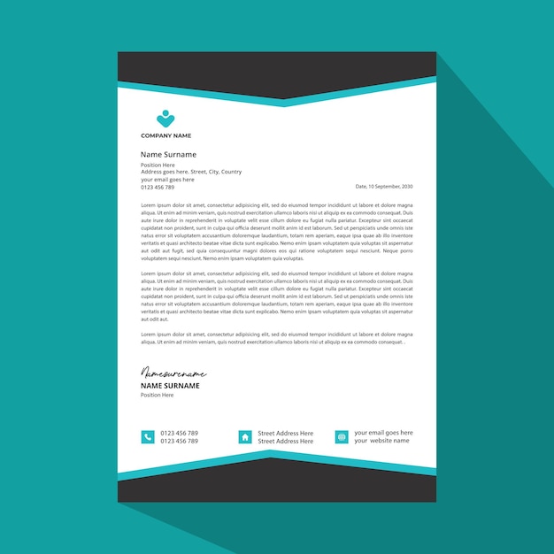 Moderne conception abstraite d'en-tête de lettre d'entreprise modèle de conception de tête de lettre moderne créative minimale.