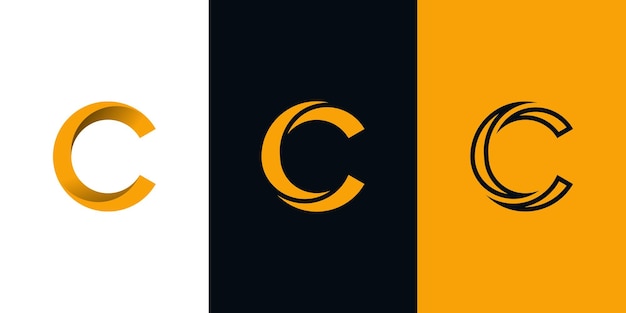 Moderne créatif élégant lettre C modèle de logo Premium Vector
