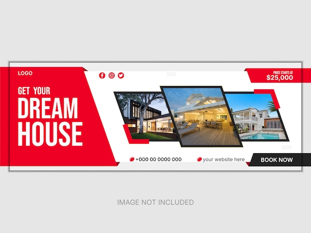 Vecteur moderne créatif immobilier maison de vente modèle de conception de couverture facebook