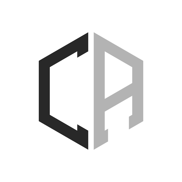 Moderne hexagone lettre CA modèle de conception de logo élégant initial CA lettre concept de logo