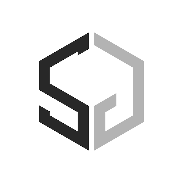 Moderne modèle de conception du logo de la lettre hexagonale SJ élégante concept de logo de l'initiale de la lettre SJ