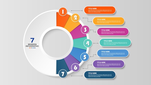 Vecteur moderne modèle d'infographie avec processus en 7 étapes ou tableau de processus d'options utilisé pour le processus