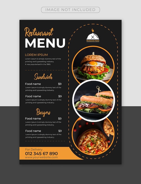 Moderne modèle de menu numérique pour les restaurants