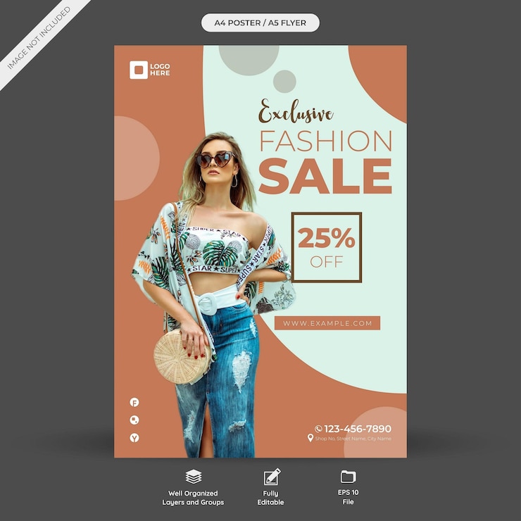 Vecteur moderne modèle de message modifiable pour les bannières de sites web de vente de mode sur les réseaux sociaux