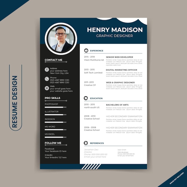 Moderne modèle de vecteur de mise en page de CV et de lettre d'accompagnement propre pour les demandes d'emploi d'affaires