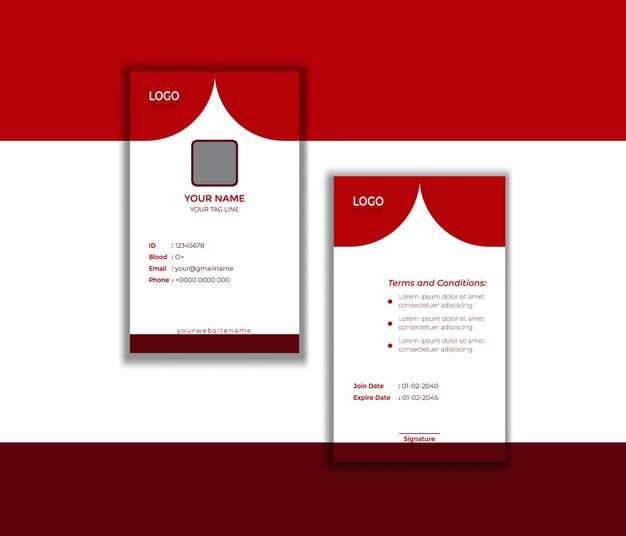 Vecteur moderne et propre modèle de carte d'identité d'entreprise modèle de conception de cartes d'identification professionnelles