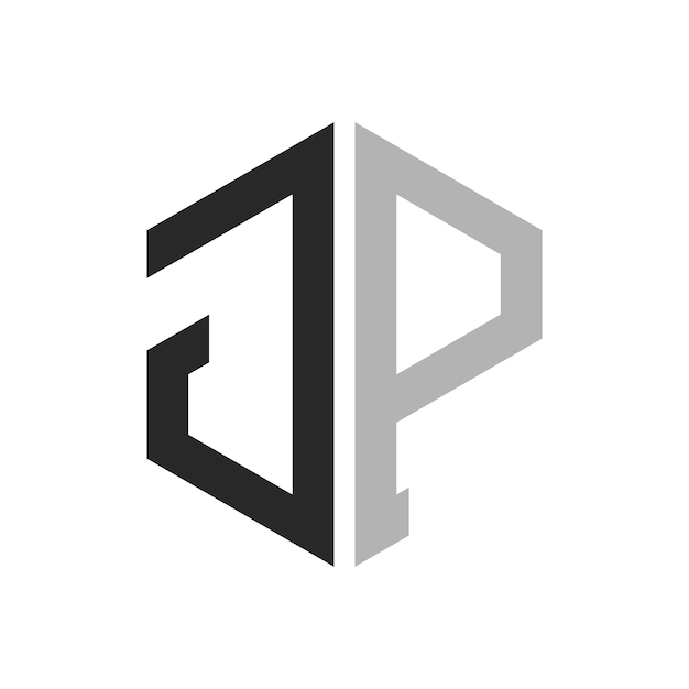 Moderne et unique lettre hexagonale modèle de conception du logo JP Concept de logo de lettre JP initiale élégante