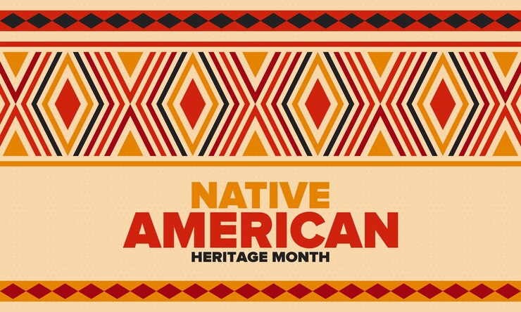 Vecteur mois du patrimoine amérindien en novembre culture amérindienne modèle de tradition vector