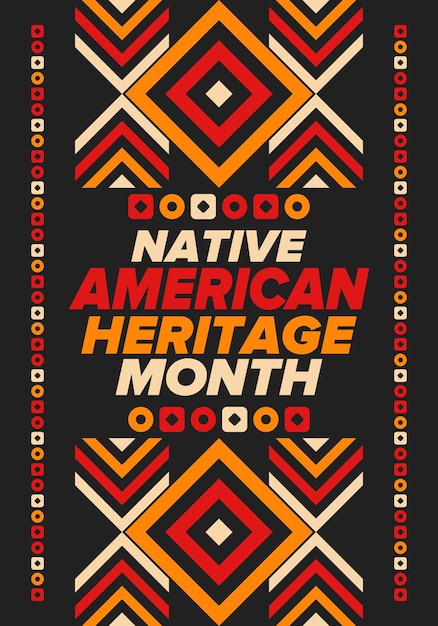 Vecteur mois du patrimoine amérindien en novembre culture amérindienne modèle de tradition vector