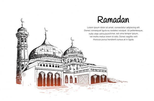 Mois du Ramadan avec illustration de la mosquée