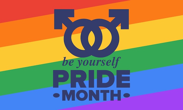 Mois de la fierté LGBT en juin Drapeau LGBT Concept d'amour drapeau arc-en-ciel Illustration vectorielle Poster