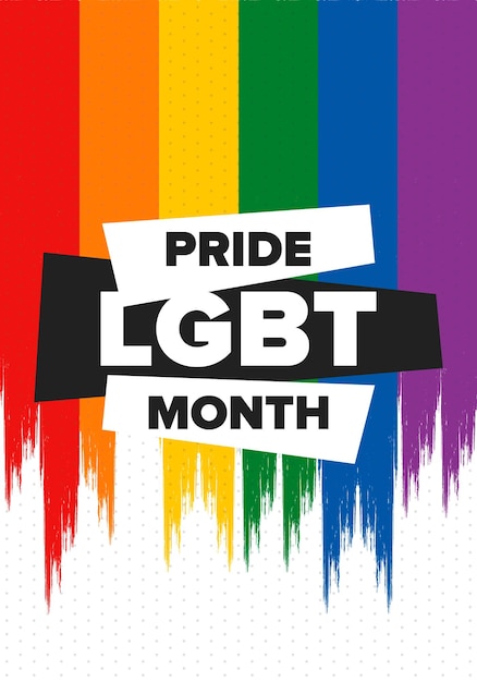 Vecteur mois de la fierté lgbt en juin lesbienne gay bisexuel transgenre lgbt drapeau arc-en-ciel illustration vectorielle