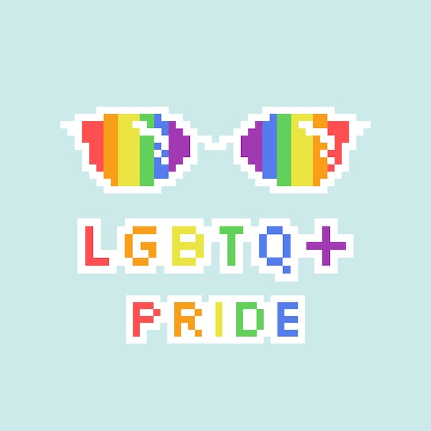Le mois de la fierté LGBT Lunettes de soleil Les couleurs de l'arc-en-ciel Le drapeau LGBTQ Art pixel Illustration vectorielle