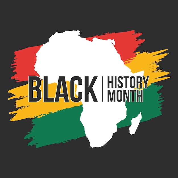 Mois de l'histoire noire conception de célébration de l'histoire afro-américaine avec une carte de l'Afrique et un drapeau