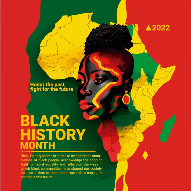 Mois de l'histoire des noirs aux couleurs panafricaines visage de modélisation 3d vectorisé plus tard
