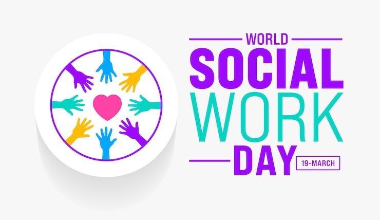 Vecteur le mois de mars est le modèle d'arrière-plan de la journée mondiale du travail social.