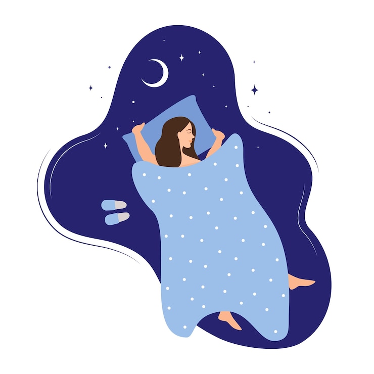 Vecteur mois national du lit. journée mondiale du sommeil. sommeil de qualité, lune, étoiles - design plat