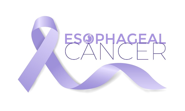 Mois De Sensibilisation Au Cancer De L'œsophage Ruban De Couleur Perruque Isolé Sur Blanc Et Fond