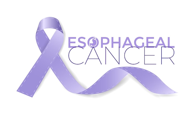 Mois De Sensibilisation Au Cancer De L'œsophage Ruban De Couleur Perruque Isolé Sur Blanc Et Fond