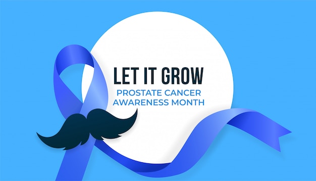 Vecteur mois de sensibilisation au cancer de la prostate, conception de campagne avec illustration vectorielle de rubans bleus et moustaches