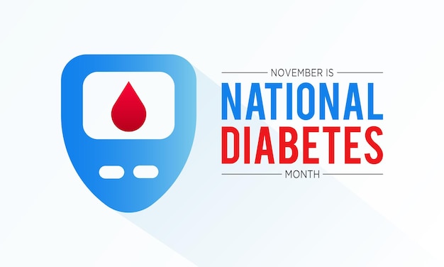 Vecteur le mois de sensibilisation au diabète est observé chaque année en novembre. novembre est le mois de sensibilisation au diabète modèle vectoriel pour affiche de carte de voeux de bannière avec illustration vectorielle d'arrière-plan