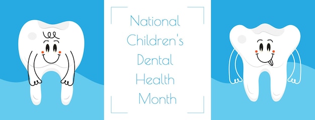 Mois De Sensibilisation à La Santé Dentaire Pour Enfants En Vecteur De Concept De Février