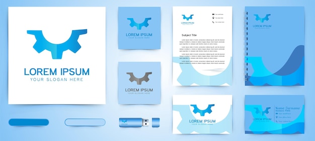 Une moitié de Gear, Service Maintenance Logo et modèle de marque de carte de visite Designs Inspiration Isolé sur fond blanc