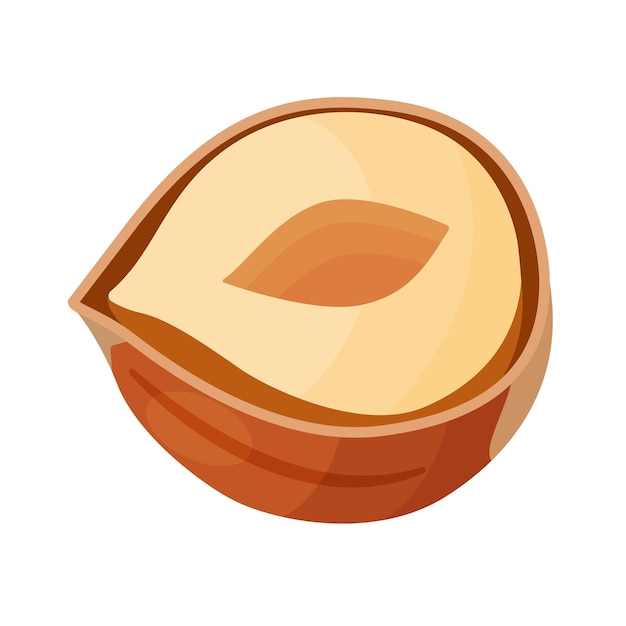 La moitié d'une noisette sans coquille noix non pelée dessin animé à la mode style plat icône isolée