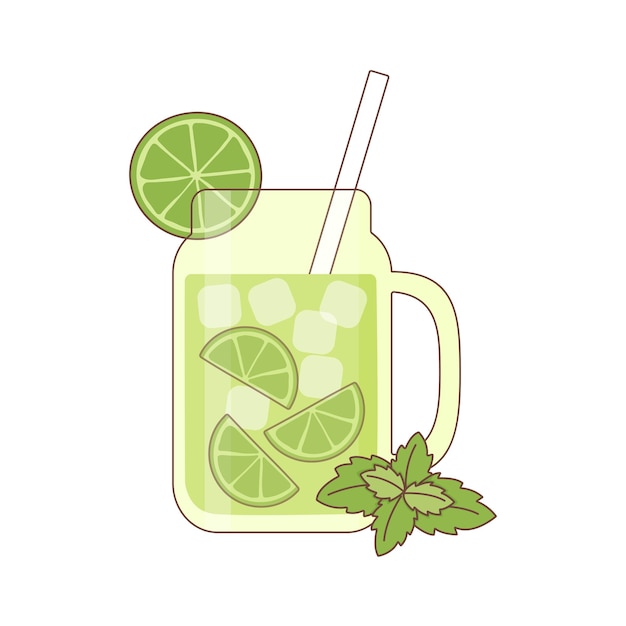 Mojito en canette avec tranche de citron vert et menthe