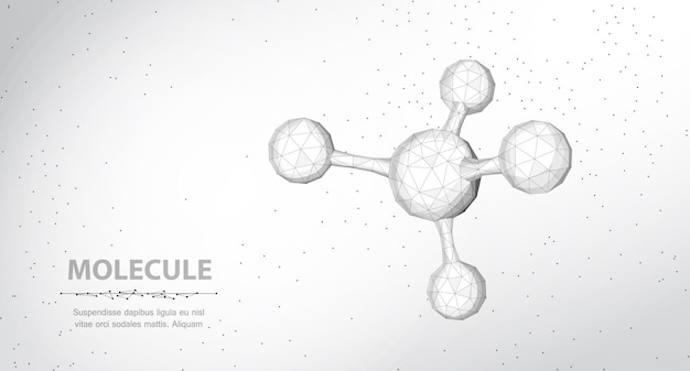 Molécule Abstrait futuriste wireframe Structure de micro-molécule 3D avec sphère