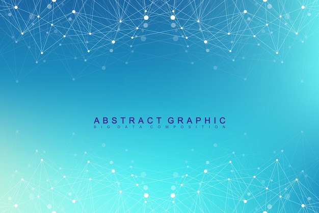 Molécule de fond graphique géométrique et communication Complexe de données volumineuses avec des composés Toile de fond de perspective Tableau minimal Visualisation de données numériques Illustration vectorielle cybernétique scientifique