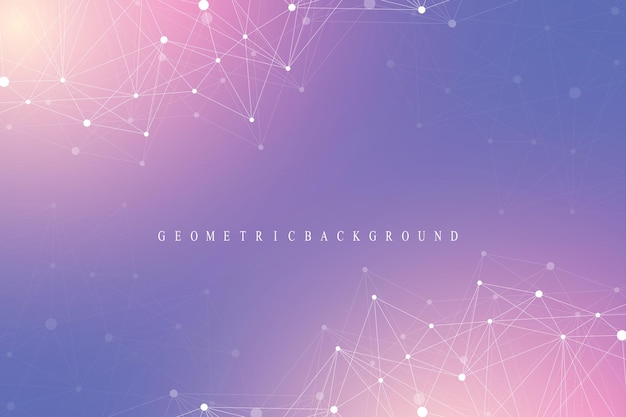 Molécule de fond graphique géométrique et communication Complexe de données volumineuses avec des composés Toile de fond de perspective Tableau minimal Visualisation de données numériques Illustration vectorielle cybernétique scientifique