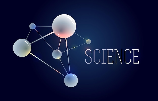 Vecteur molécules et atomes image vectorielle arrière-plan abstrait, illustration du thème de la chimie et de la physique des sciences, thème de la recherche et de la technologie micro et nano, particules microscopiques.