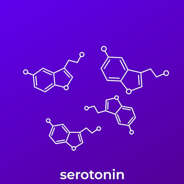 Vecteur molécules d'hormone sérotonine, illustration vectorielle