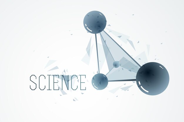 Molécules vectorielles chimie scientifique et physique thème vecteur fond abstrait, thème micro et nano science et technologie, atomes et particules microscopiques.