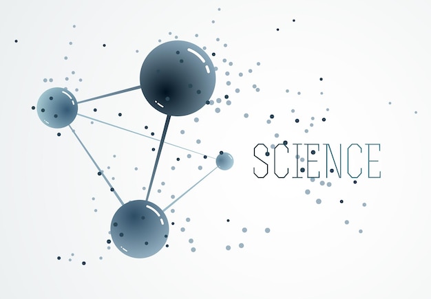 Molécules vectorielles chimie scientifique et physique thème vecteur fond abstrait, thème micro et nano science et technologie, atomes et particules microscopiques.