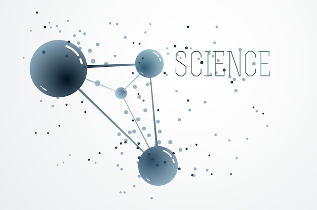 Molécules vectorielles chimie scientifique et physique thème vecteur fond abstrait, thème micro et nano science et technologie, atomes et particules microscopiques.