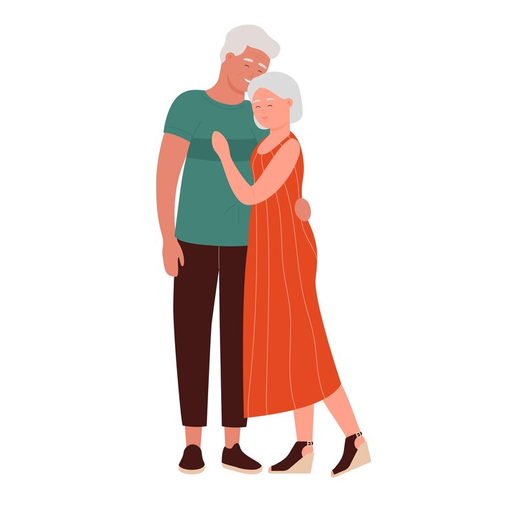 Vecteur un moment d'étreinte d'un vieux couple