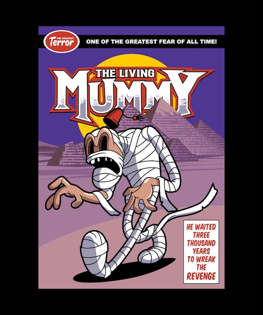 Vecteur la momie vivante illustration de personnage de dessin animé d'horreur effrayante