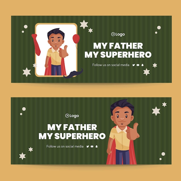 Mon Père Ma Conception De Bannière De Style Dessin Animé De Super-héros