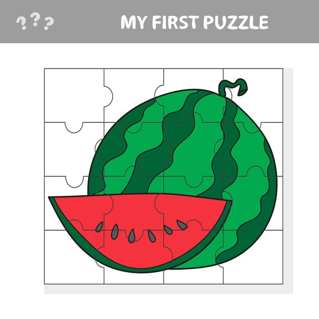 Mon Premier Puzzle - Jeu De Papier éducatif Facile Pour Les Enfants Avec Pastèque