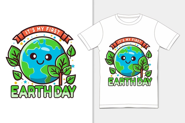 Vecteur mon premier t-shirt du jour de la terre illustration de conception graphique