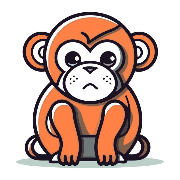 Vecteur mon singe mignon assis sur un fond blanc illustration vectorielle de dessin animé